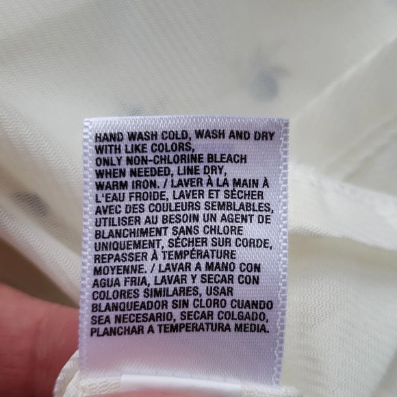 Old Navy Floral Skirt Medium Godet Cream Blue Cottage Prairie Coquette Feminine - Picture 11 of 12